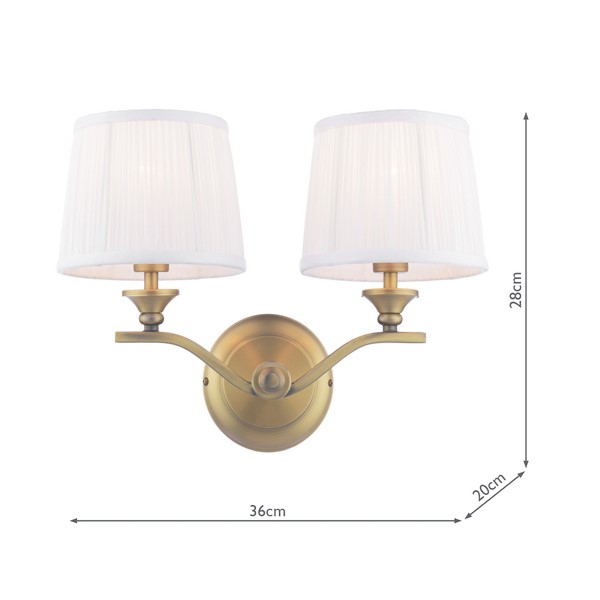 (image for) Laura Ashley Hemsley 2 Light Wall Light Matt Antique Brass With Shade